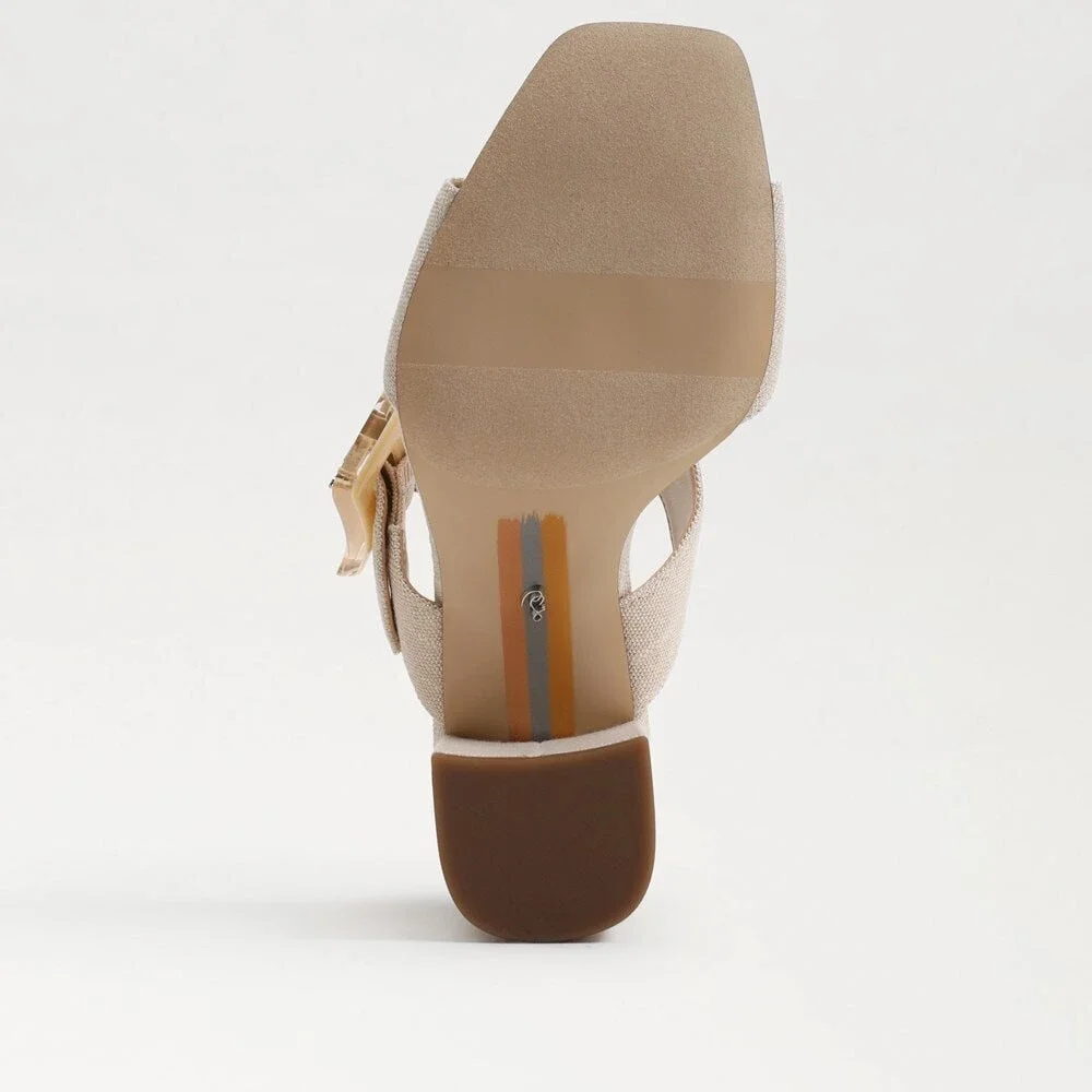 Sam Edelman Dalton Sandals Women's US 11 Beige Square Toe Block Heels JOBB526